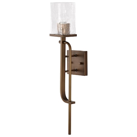 Nuvo Terrace 1-Light Wall Sconce Natural Brass Crackel Glass 60/7749